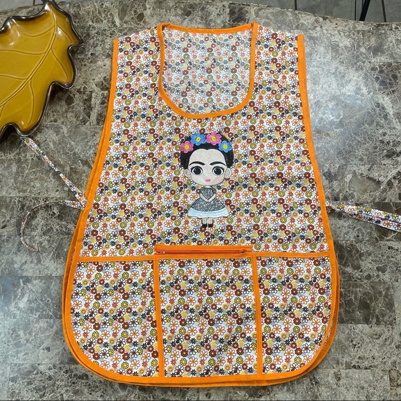 Craft Apron Mexican Artisan Little Frida Embroidered,Mandil Artesanal Mexicano - Picture 2 of 9